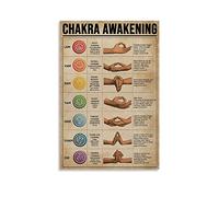 SMWY DYJ Poster rétro sur toile pour salon et chambre à coucher Motif yoga Chakra Awakening Knowledge 30 x 45 cm