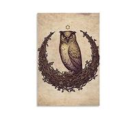 SMWY Poster animal Hibou Hedera Lune Poster décoratif sur toile pour salon, chambre à coucher 40 x 60 cm