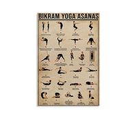 SMWY Poster rétro DYJ Yoga Bikram Yoga Asanas Poster décoratif sur toile pour salon chambre à coucher 50 x 75 cm