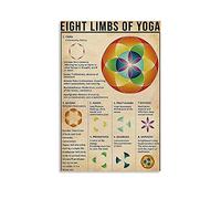 SMWY Poster vintage DYJ Rerto - Huit membres du yoga - Poster Yama Niyama Asana Dhyana - Peinture décorative sur toile pour salon, chambre à coucher - 40 x 60 cm