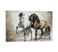 SMWY Poster vintage sur toile Motif chevaux 30 x 45 cm