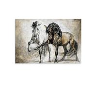 SMWY Poster vintage sur toile Motif chevaux 60 x 90 cm