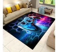 SMXVRC 3D Manette Zone Tapis, 140x200cm, Cool Géométrique Jeux vidéo Chambre Décor avec, Jeu Manette Faible Pile Facile Faire Le ménage Moquettes pour Les Gars, Hangar Résistant pour Chambre