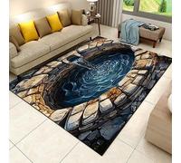 SMXVRC 3D Puits Zone Moquette, 70x140cm, Énorme Pierre Tapis craquelés pour l'intérieur, Optique Illusion Imprimé Modèle Lavable Moquette, Sale Résistant Souple pour Table à Manger