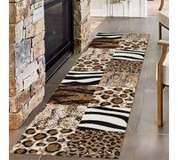 SMXVRC Animaux Fourrure Tapis Salon à Poils, 80x300cm, LéOpard Tigre Serpent ZèBre Couloir EntréE Petit Tapis, Pliable Infroissable Facile à Ranger Doux Tapis Pile Courte pour EntréE IntéRieur