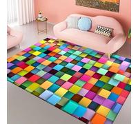 SMXVRC Coloré À Carreaux Zone Tapis, 70x140cm, Arc-en-Ciel Damier pour Enfants Tapis, Doux Douillet Animal de Compagnie Amical avec, Pliable Non Pli Absorbant Intérieur Moquette pour Couloir