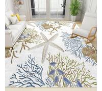 SMXVRC Côtier Nautique Vie Chambre Moquettes, 200x280cm, sous-Marin Étoile de mer Coquille Maison Décor Tapis, Résistant Pliable Tapis, Salon Décor Respirant Imprimé Moquette pour Chambre