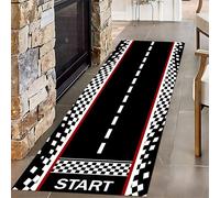 SMXVRC Course Piste avec Commencer et Finir Couloir Tapis, 160x210cm, Kart Route Course Automobile Accueil Décoration Moquette, Sale Résistant paillasson, Doux Non Pli Washable Tapis pour Sol