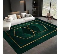 SMXVRC Émeraude Vert Or Doubler Zone Tapis pour Salon, 70x140cm, Luxe Abstrait Marbre Sol avec, Faible Pile Doux Pliable Non Pli Maison Décor Facile Faire Le ménage Moquettes pour Nursery