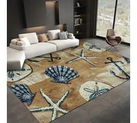 SMXVRC Étoile de mer Coquille Chambre à Coucher Zone Tapis, 70x140cm, Nautique Ancre Intérieur Moquettes, Réduire Bruit Doux Pliable Lavable avec, Faible Pile Sale Résistant pour Cuisine
