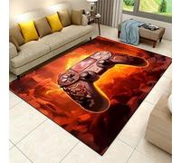 SMXVRC Flamme Jeu Contrôleur Intérieur Tapis, 180x300cm, 3D Scène Vidéo Jeu Tapis, Imprimé néon Moquettes pour Esport Chambre, Pliable Doux Antidérapant pour Garçons Filles Chambre Famille