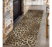 SMXVRC RéTro Imprimé LéOpard Tapis de Passage Long, 60x120cm, Imprimé Animalier Tapis Salle de Bain, Confortable AntidéRapant Pliable Durable Tapis Facile à Nettoyer pour Buanderie Dortoir