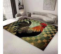 SMXVRC RéTro Poulet Grand Tapis de Salon, 140x200cm, Ferme Coq Poule Imprimé Tapis de Couloir, Doux Absorbant Poil Court Durable LéGer Tapis DéCoratif pour Cuisine Chemin Salle D'éTude