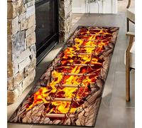 SMXVRC Tapis de Couloir 3D en Lave Volcan, 80x300cm, Motif de Paysage de Montagne et Grotte Lave Rouge, Tapis AntidéRapant Lavable à Poils Courts pour Chambre Salon EntréE