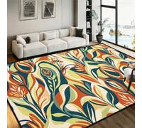 SMXVRC Tapis de Salon Rétro Abstrait Fleurs, 200x280cm, Design Feuille Botanique Coloré Style Mid Century Modern, Tapis Intérieur Doux Lavable et Facile à Nettoyer pour Maison Salon Chambre Famille