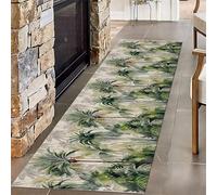 SMXVRC Tropical Jungle Coureur Moquette, 60x240cm, Noix de Coco Palmier Feuilles Décoration intérieure Tapis, Confortable Min Pile Basse Hangar Résistant Moquette, Durable pour familiale