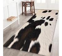 SMXVRC Vache Imprimé Tapis Couloir Long, 60x120cm, Brun Foncé Peau De Vache Entree Interieur Tapis, Poil Court Doux Respirant RéDuction du Bruit Tapis éCologique pour IntéRieur Salon