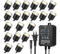 SMY Lot de 20 Dimmable Spot Terrasse Exterieur Encastrable avec Timing, Capteur de Cellule Photoélectrique et Coque de Protection, Ø32mm 0,6W Spot LED Encastrable Exterieur IP67 Étanche, Blanc Chaud