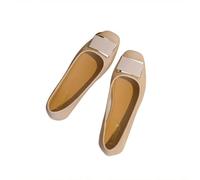 SMYDM Ballerines plates à bout carré en tissu extensible à enfiler à talon bas avec doublure confortable en peau de mouton pour grand-mère