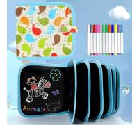 Smyidel Enfant Doodle Planches,Bloc de dessin effaçable,Portable Jouet réutilisable Carnet de Dessin Écriture Jouet Cadeau pour enfants,14 pages,12 stylos effaçables colorés