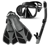 Smyidel Palmes Masques Tuba pour Adultes,Kits de Plongée, Masque de Plongée + Tuba Semi-Sec + Palmes + Sac, Kits de Randonnée Aquatique Set de Snorkeling pour Adultes et Adolescents