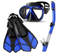 Smyidel Palmes Masques Tuba pour Adultes,Kits de Plongée, Masque de Plongée + Tuba Semi-Sec + Palmes + Sac, Kits de Randonnée Aquatique Set de Snorkeling pour Adultes et Adolescents