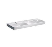 Smyle Square 120x48x16,5 cm lavabo double vasque céramique, 2 trous de robinetterie au milieu, trop-plein, blanc (500.223.01.1)