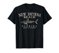 Smyrna Beach Florida Shark Lettres blanches antiques arquées T-Shirt