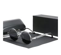 SMYTJSYC Lunettes de soleil polarisées gothiques steampunk pour homme et femme - Monture ronde en métal - Gris pistolet - Original Kingseven