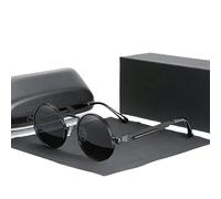 SMYTJSYC Lunettes de soleil polarisées gothiques steampunk pour homme et femme - Monture ronde en métal - Noir et gris - Original Kingseven