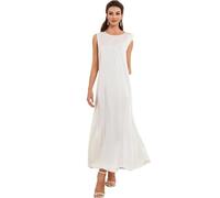 SMYTJSYC Robe intérieure blanche du Ramadan - Vêtements islamiques pour femme - Abaya Turquie - Robe basique arabe musulmane - Blanc - M