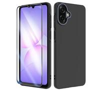 SMYTU Coque Compatible avec Samsung Galaxy A07 4G 6,7 Pouces avec Verre Trempé,Militaire PC Etui Bumper Case Antichoc Housse pour Samsung Galaxy A07 4G, Noir