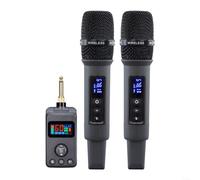 SMZhomeone 2 microphones sans fil pour DSP anti-hurlement réverbération en alliage d'aluminium microphone karaoké pour la maison scène fête gris 30 x 19 x 6 cm