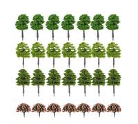 SMZhomeone Assortiment de 70 arbres à l'échelle Ho - Tailles 1:75 à 1:100 avec motifs de fleurs vertes, vert clair, vert foncé et pêche, accessoires de paysage en plastique pour chemin de fer