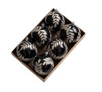 SMZhomeone Boule de Noël de 8 cm - Kit de boules de Noël à suspendre en plastique - Pendentif pour sapin de Noël, table, fête à la maison, arrangements festifs, noir, rouge, or (noir)