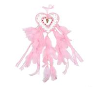 SMZhomeone Cœur pour attrape-rêves fabriqué à la main avec plumes pour décoration murale de chambre à coucher, filtrant les cauchemars pour beaux rêves, rouge clair, 58 cm de long (rouge clair)