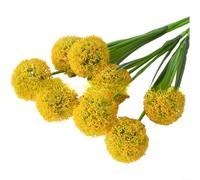 SMZhomeone Fleur artificielle double boule réaliste en plastique avec textures réalistes, légères pour fête de mariage, décoration d'intérieur, blanc (jaune)