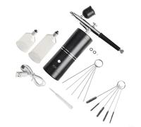 SMZhomeone Kit d'aérographe sans fil avec pointe de 03 mm, pression réglable, 3 tasses, rechargeable par USB pour peinture automobile, nail art, noir (B)