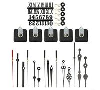 SMZhomeone Kit de mouvement d'horloge à quartz silencieux 5 pièces avec 5 pointeurs et 2 cartes numériques pour réparation d'horloge murale, décoration d'intérieur, en plastique noir (noir)