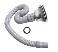 SMZhomeone Kit de vidange d'évier de cuisine en acier inoxydable 304 avec siphon anti-coude en S, ensemble de filtre à déchets propres pour réparation et entretien de plomberie