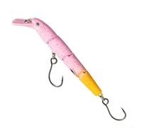SMZhomeone Leurre dur 4 sections Wobble Minnow avec action en forme de S et perles hochet pour pêche à la truite dans les lacs d'eau douce 85 cm ABS jaune (B)