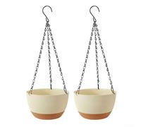 SMZhomeone Lot de 2 pots de fleurs à suspendre avec réservoir à arrosage automatique, construction en plastique PP, base ventilée et trous de drainage, chaînes incluses pour une installation facile