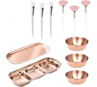SMZhomeone Lot de 23 bols de traitement du visage en acier inoxydable avec brosses et éponges pour mélange de masques faciaux et application de routine de soins de la peau (or rose)