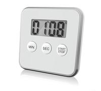 SMZhomeone Minuteur électronique avec écran LCD, dos magnétique et support, alarme de compte à rebours 99M59S pour cuisine, pâtisserie, bureau, plastique ABS blanc, 8 x 8 x 2 cm (blanc)
