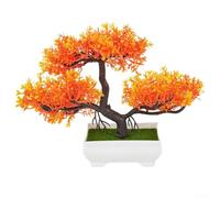 SMZhomeone Plante artificielle en pot - Bonsaï artificiel en pot - Pin bonsaï - Vert/orange/violet - Belle décoration d'intérieur (orange)