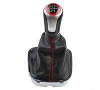 SMZhomeone Pommeau de levier de vitesse manuel avec support de base pour Polo 6R 6C 2011-2019, cuir noir avec coutures rouges, prise en main ergonomique, convient pour berline ou berline