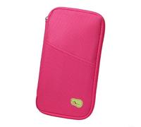SMZhomeone Porte-cartes multifonction de voyage pour passeport, ticket, sac de rangement avec plusieurs compartiments, portefeuille de rangement en polyester pour homme et femme, rose (rouge)