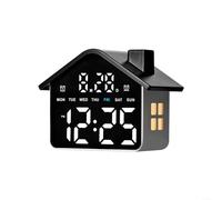 SMZhomeone Réveil LED en forme de maison avec veilleuse et affichage de la température, 4 niveaux de luminosité, matériau ABS pour chambre à coucher, bureau, salle d'étude, blanc