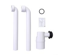 SMZhomeone Siphon d'évier coudé à 90 degrés anti-odeur pour évier Geberit avec piège à cheveux en polypropylène blanc 35 x 48 x 30 cm rénovation de salle de bain (90°)