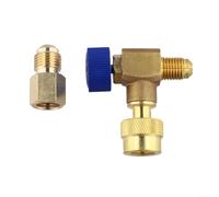 SMZhomeone Soupape de sécurité AC à 90 degrés à angle droit en cuivre AC adaptateur de valve de sécurité pour lignes R22 R32 R410A Prévention des fuites Connexion sécurisée Voiture Maison Réparation